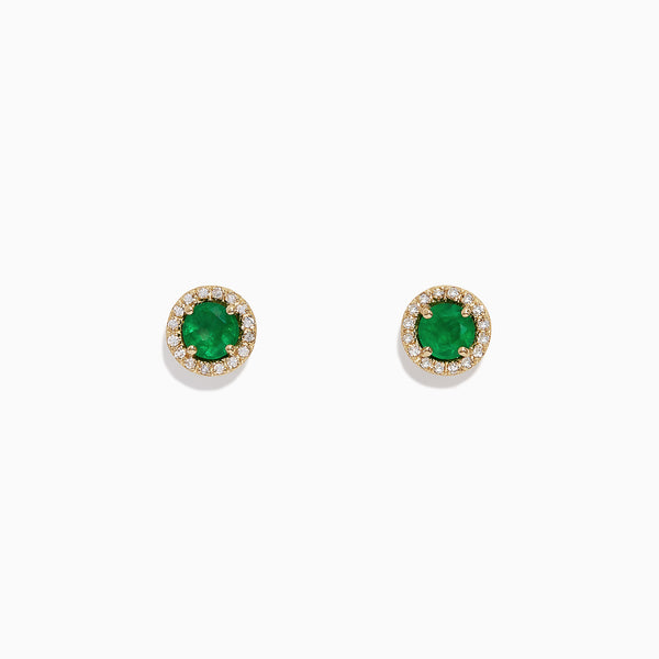 Effy Brasilica 14K Yellow Gold Emerald and Diamond Stud Earrings, 1.08 ...
