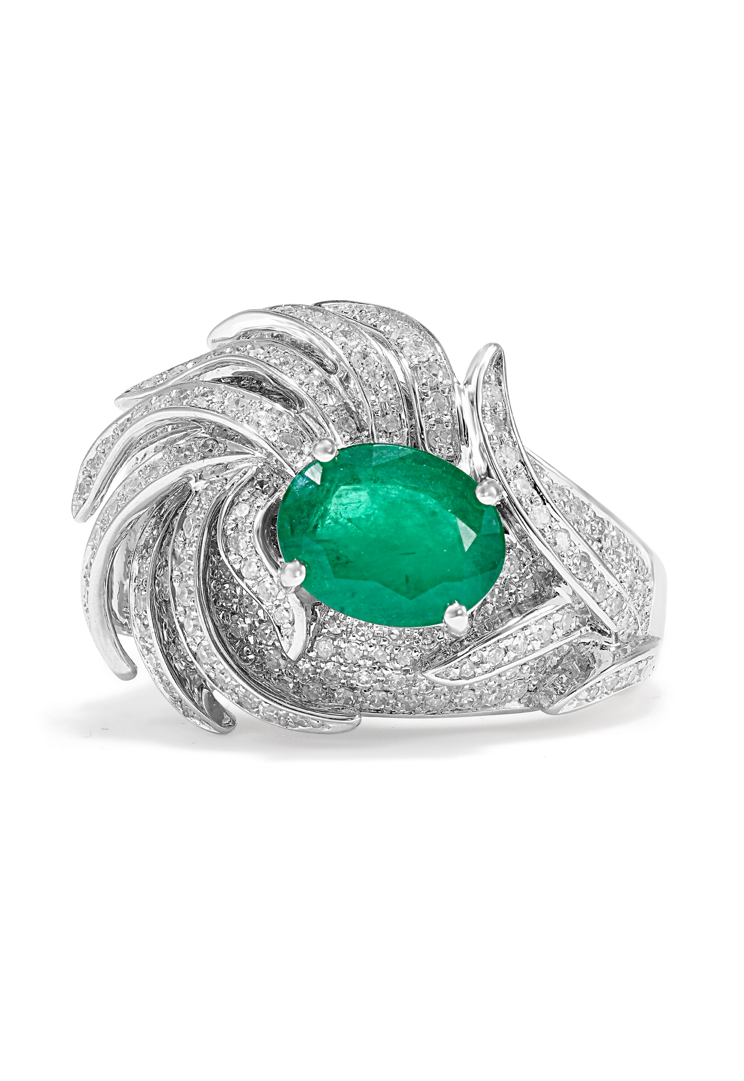 Effy 14K White Gold Emerald and Diamond 