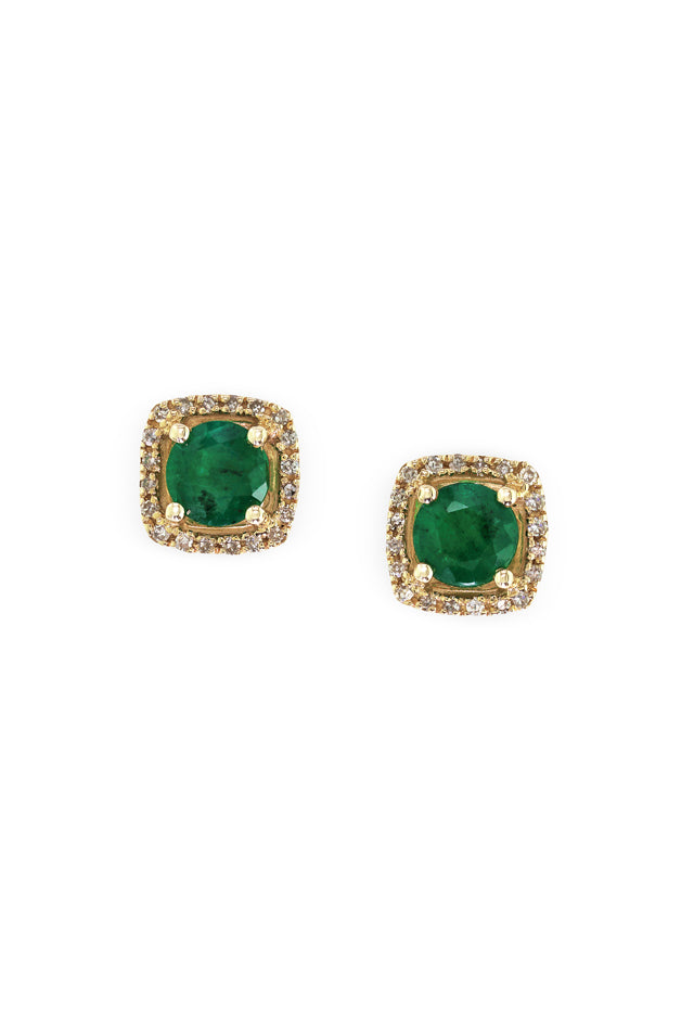 Effy Gemma 14K Yellow Gold Emerald and Diamond Stud Earrings, 1.07 TCW ...