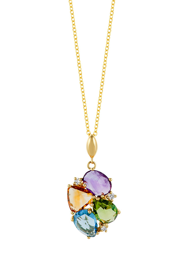 Effy Mosaic 14K Yellow Gold Multi Gemstone and Diamond Pendant, 4.30 T ...