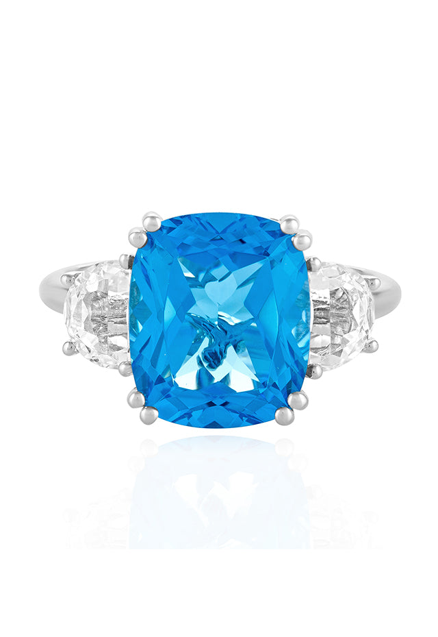 Effy Ocean Bleu 14K White Gold Blue and White Topaz Ring, 7.65 TCW ...