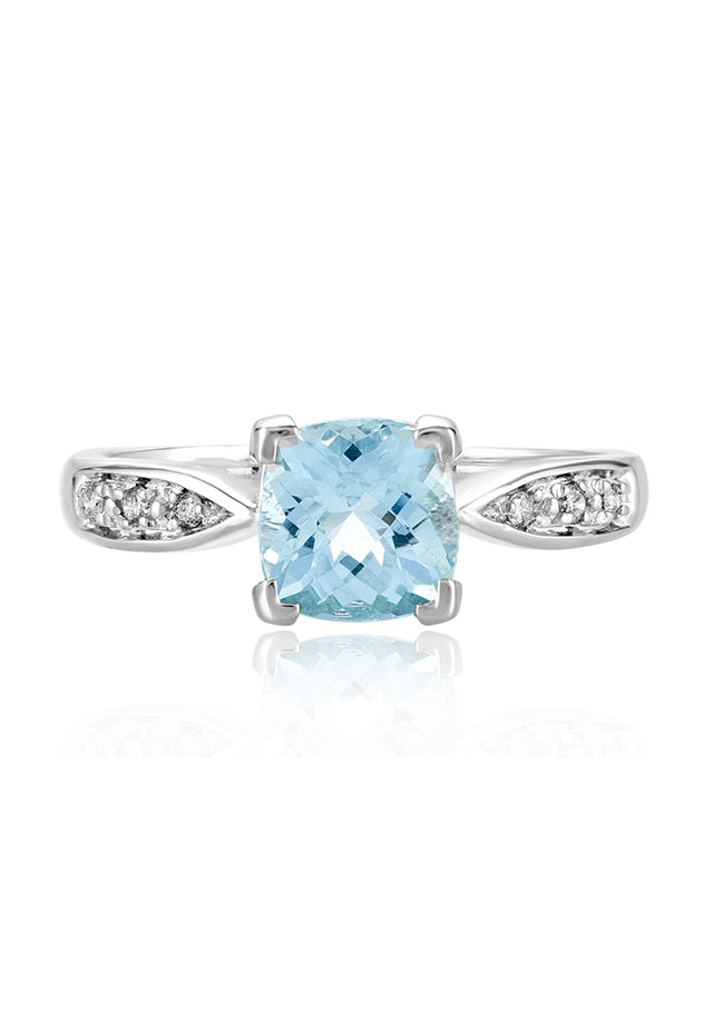 Effy Aquarius 14K White Gold Aquamarine and Diamond Ring, 1.35 TCW ...