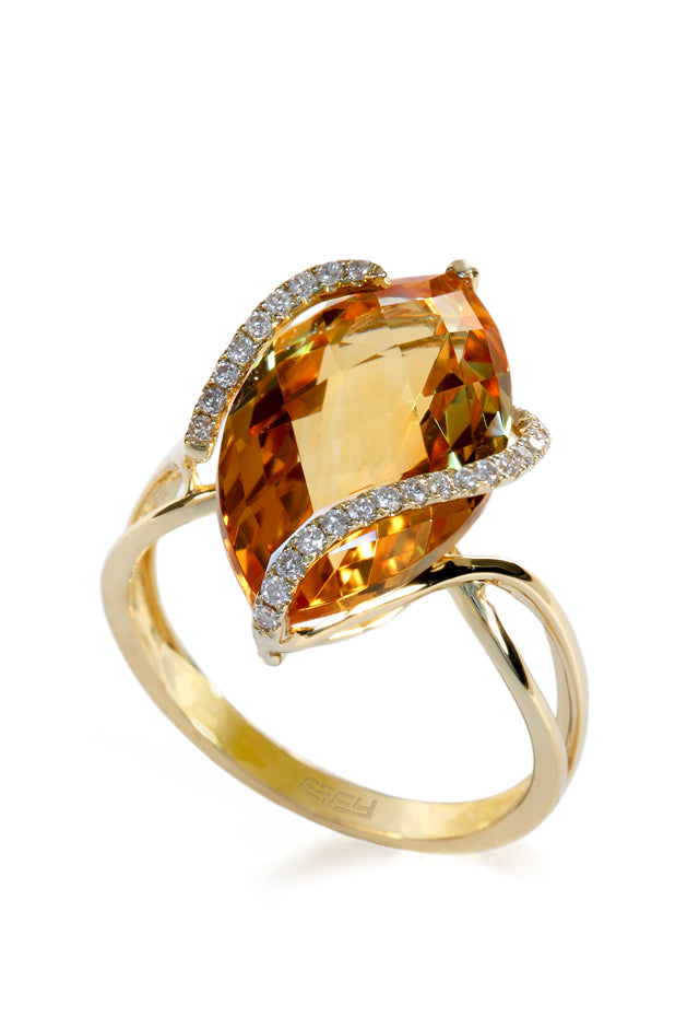 Effy Sunset 14K Yellow Gold Citrine and Diamond Ring, 6.29 TCW ...