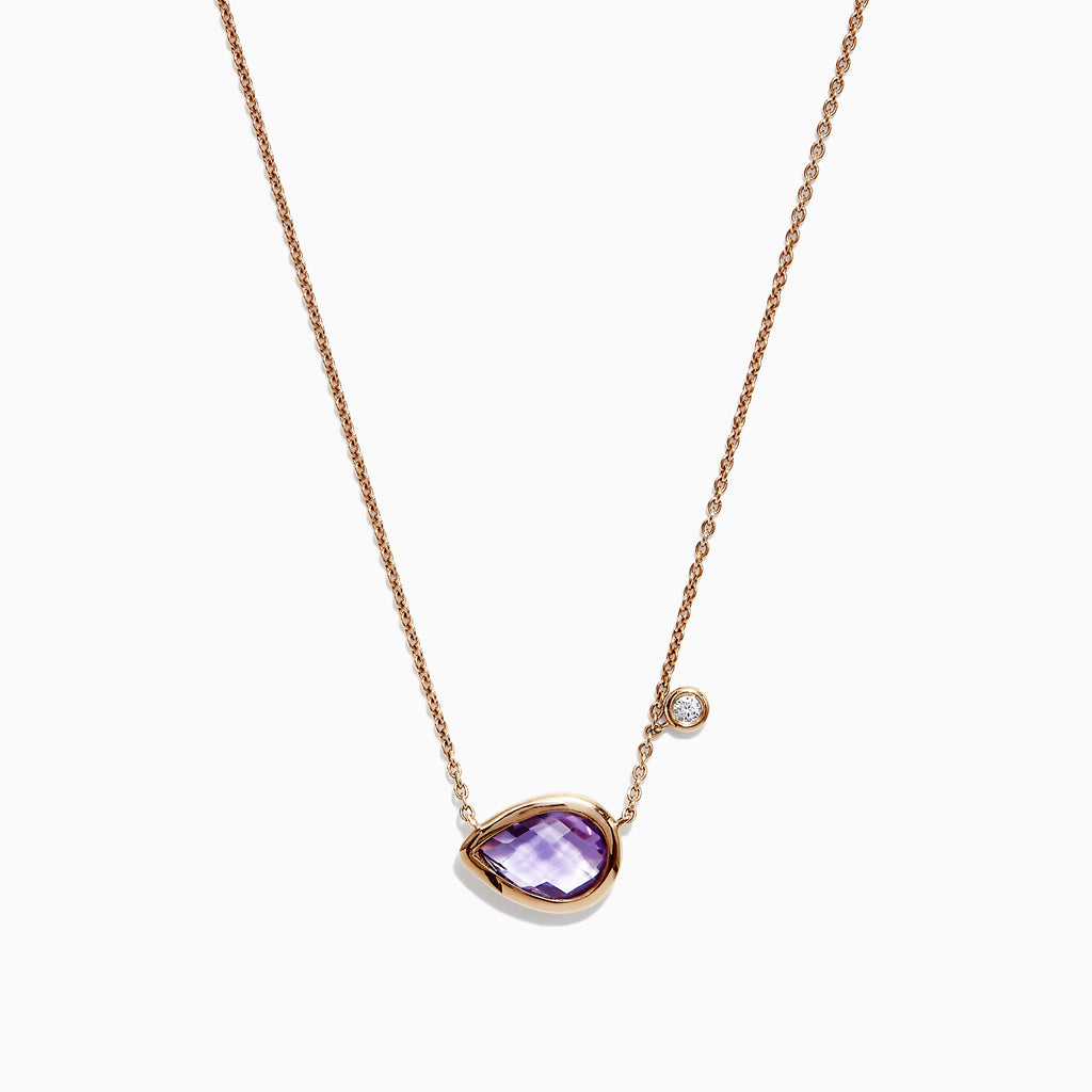 Effy 14K Rose Gold Amethyst and Diamond Necklace, 1.44 TCW ...