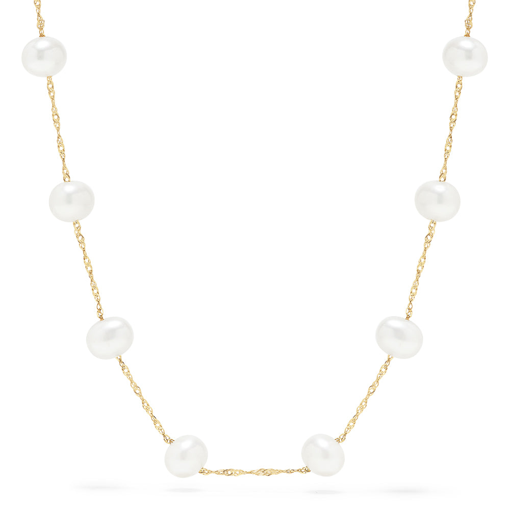 yellow gold pearl necklace