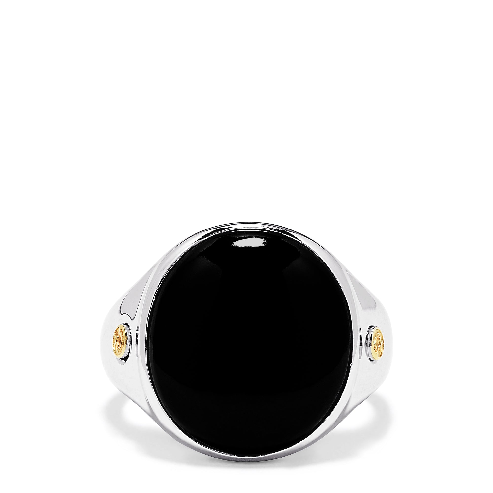 Effy Men S Sterling Silver And 18k Yellow Gold Round Onyx Ring 10 95 Effyjewelry Com