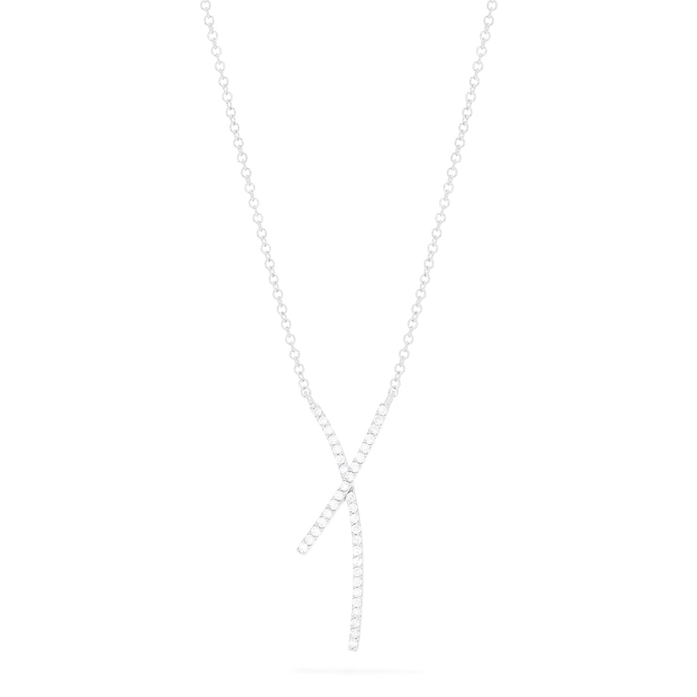 Effy Pave Classica 14K White Gold Diamond Criss Cross Necklace, 0.19 T ...