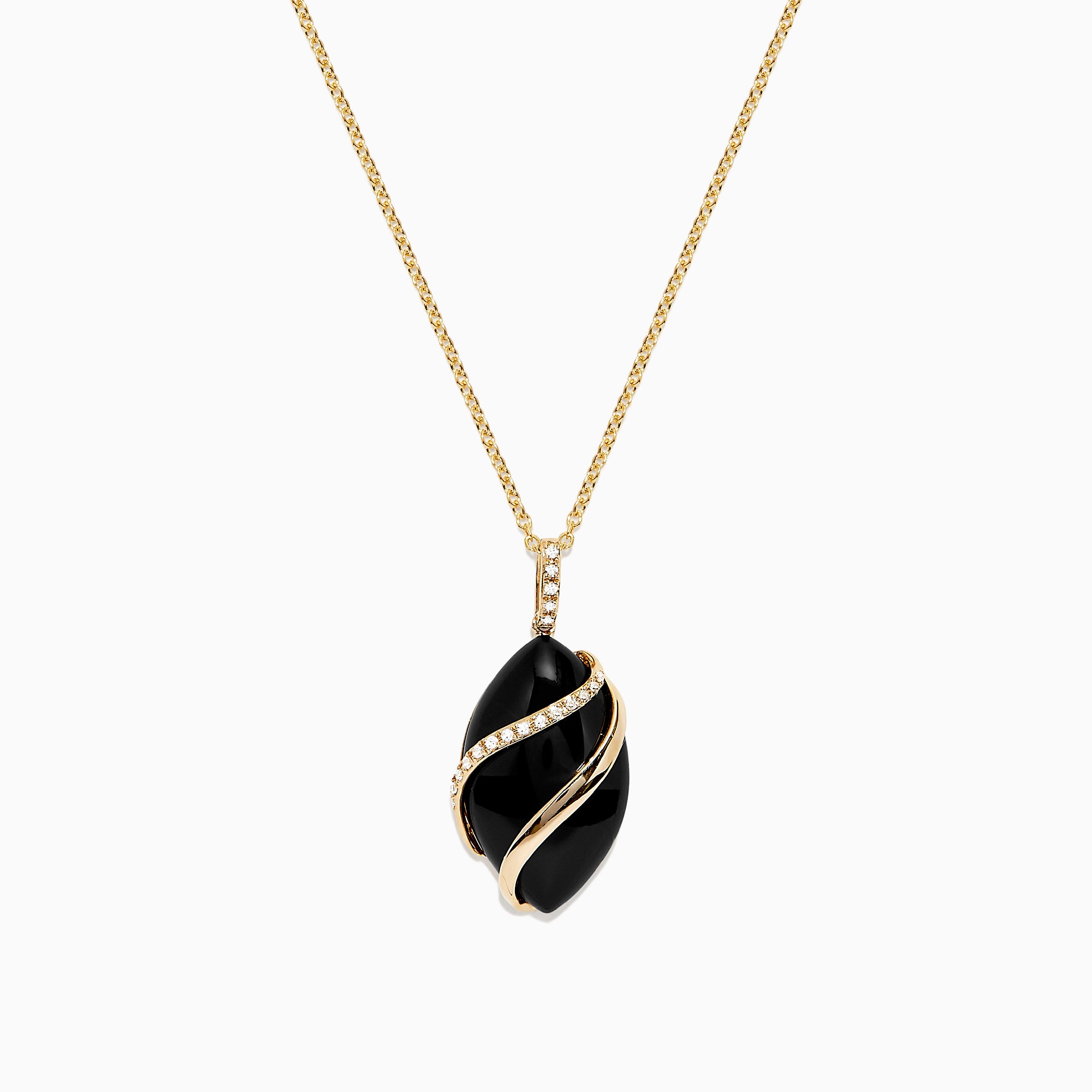 Effy Eclipse 14K Yellow Gold Onyx and Diamond Pendant, 7.08 TCW ...