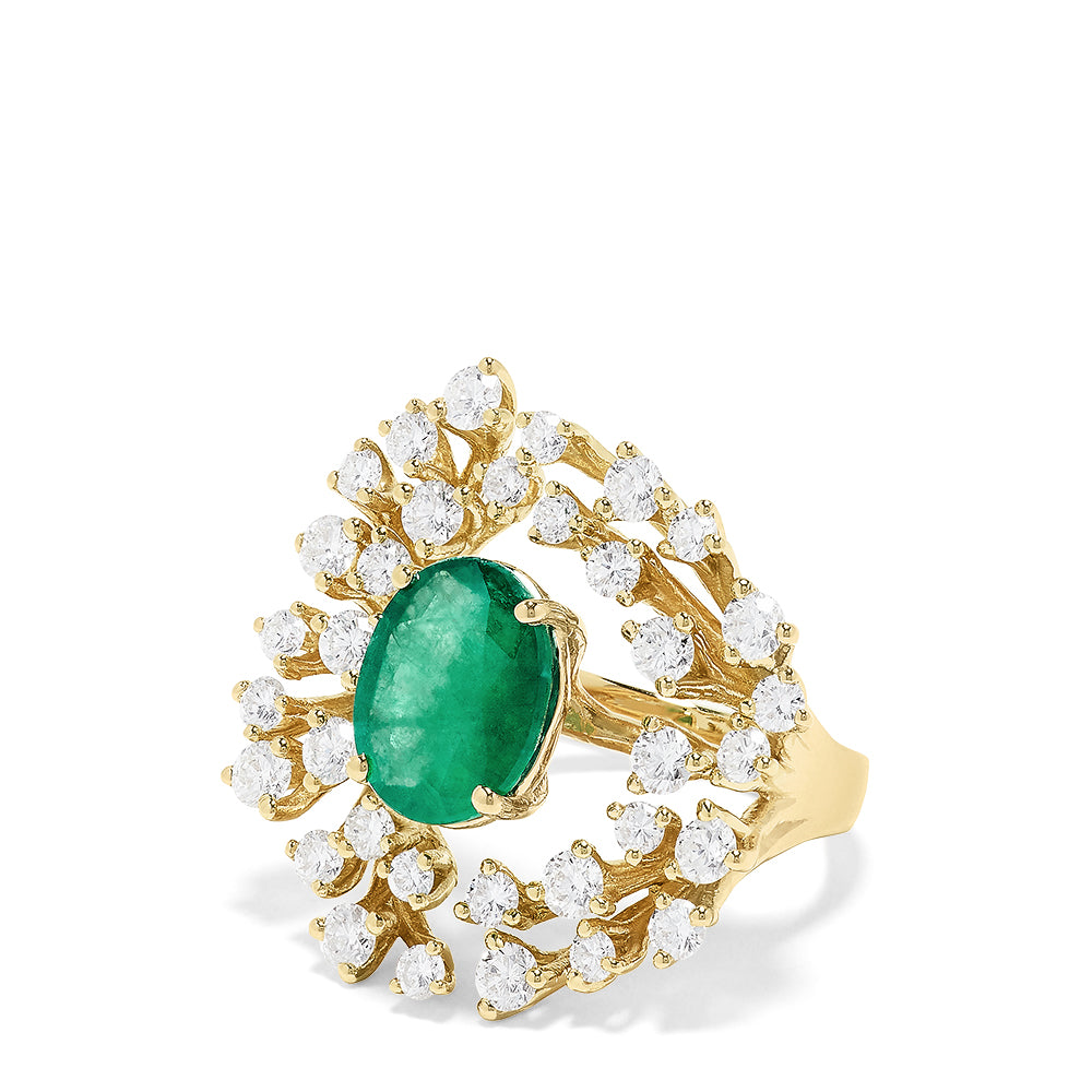 Effy Brasilica 14K Yellow Gold Emerald and Diamond Ring, 5.10 TCW ...