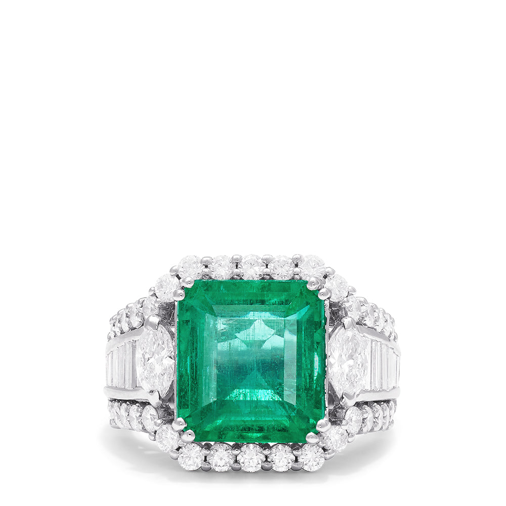 Effy Brasilica 18K White Gold Fine Emerald and Diamond Ring, 8.00 TCW ...