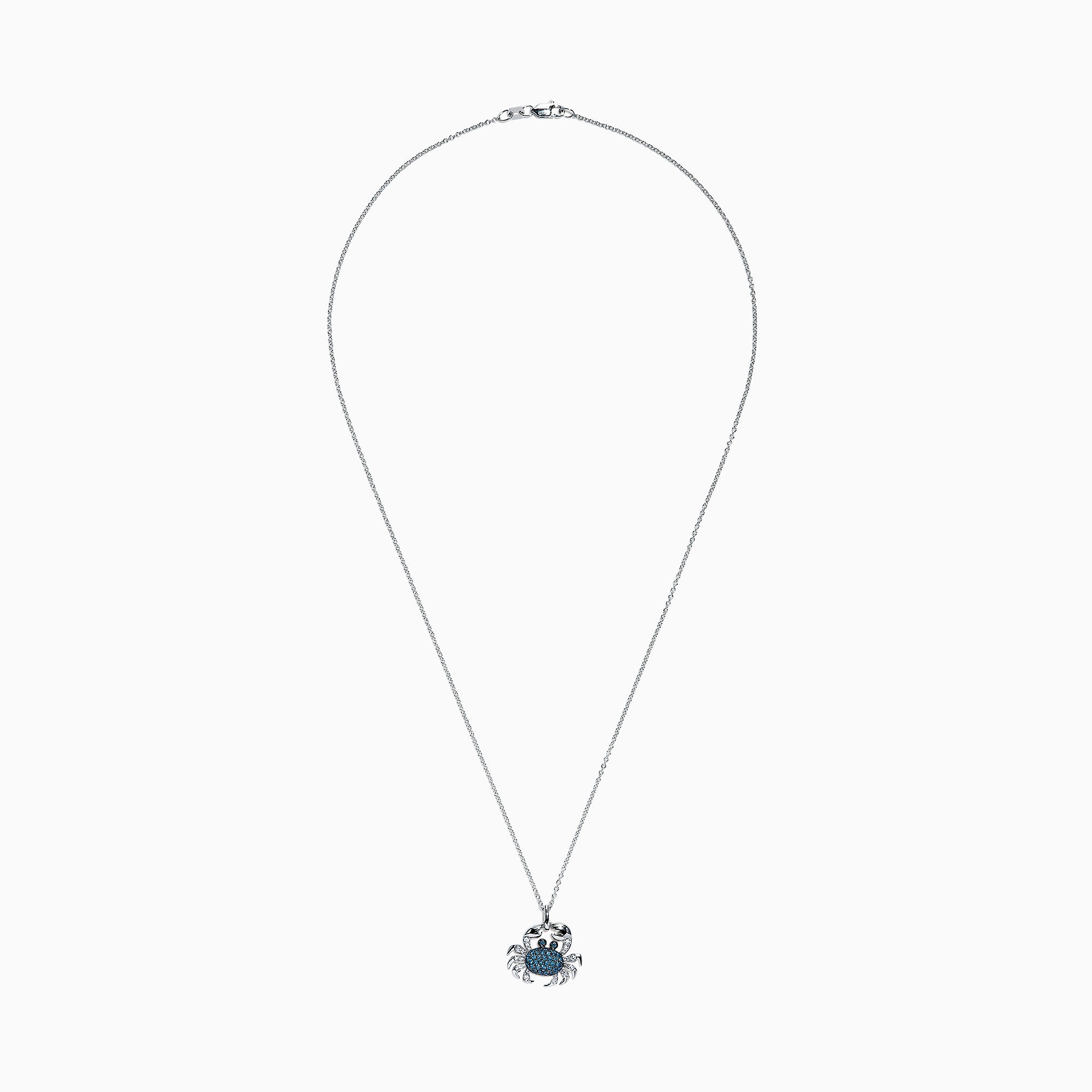 Effy Seaside 14K White Gold Blue & White Diamond Crab Pendant, 0.42 TC ...