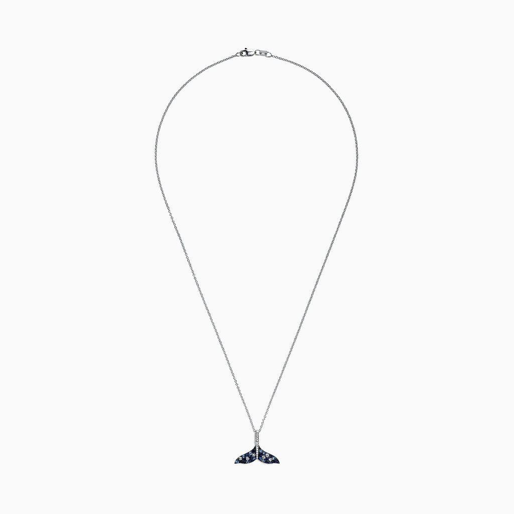 Effy Seaside 14K Gold Sapphire & Diamond Whale's Tail Pendant, 0.79 TC ...