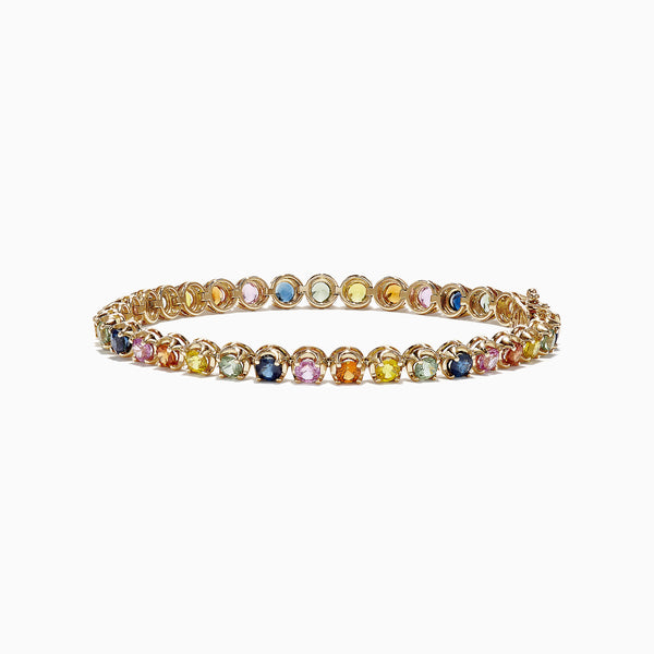 Effy Watercolors 14K Yellow Gold Multi-Sapphire Tennis Bracelet, 8.05 ...