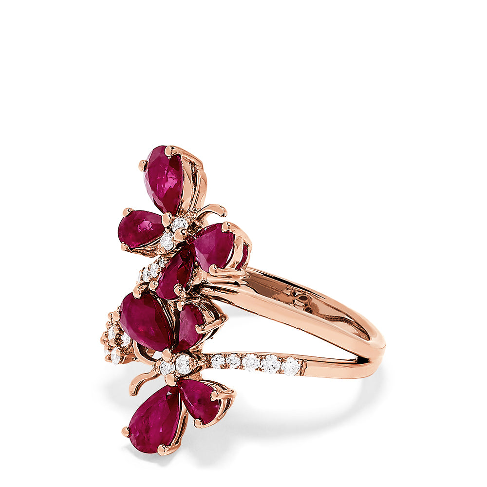 Effy Nature 14K Rose Gold Ruby and Diamond Butterfly Ring, 3.38 TCW ...