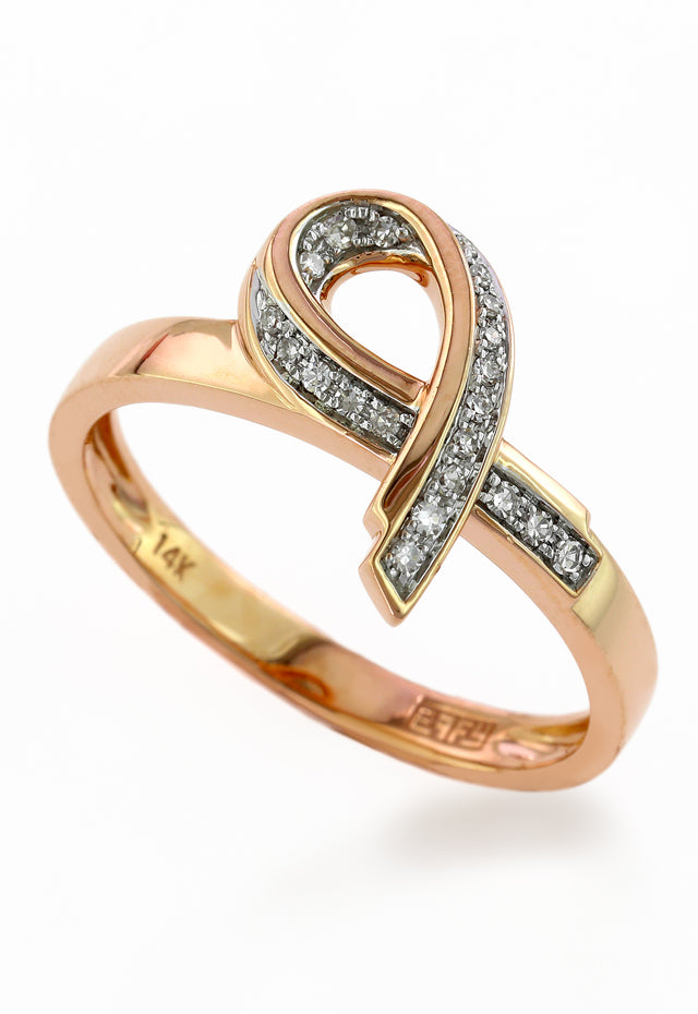 Pave Rose 14K Rose Gold Diamond Ribbon Ring, 0.08 TCW | effyjewelry.com