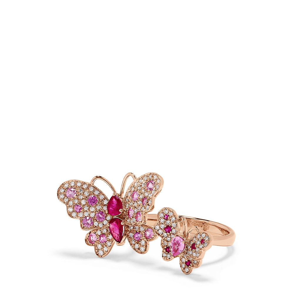 Effy Nature 14K Rose Gold Ruby, Sapphire & Diamond Butterfly Ring, 1.8 ...