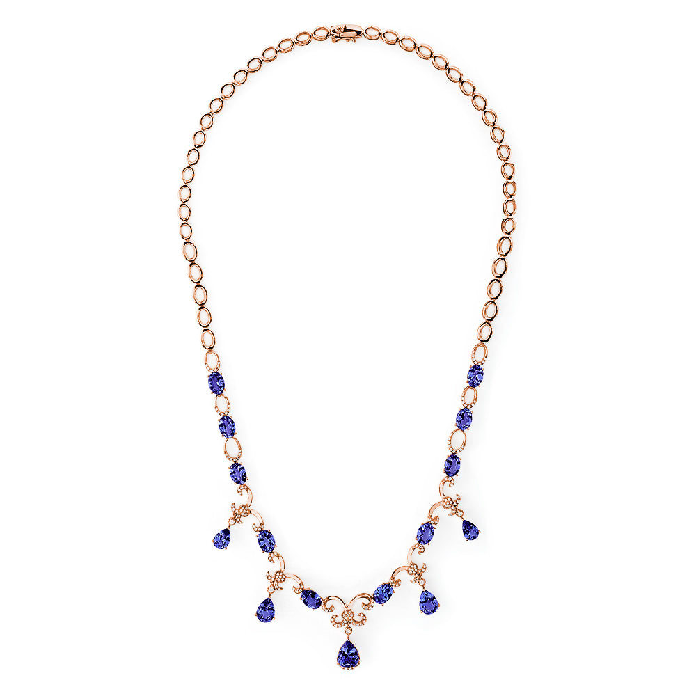 Effy Tanzanite Royale 14K Rose Gold Tanzanite & Diamond Necklace, 11.9 ...