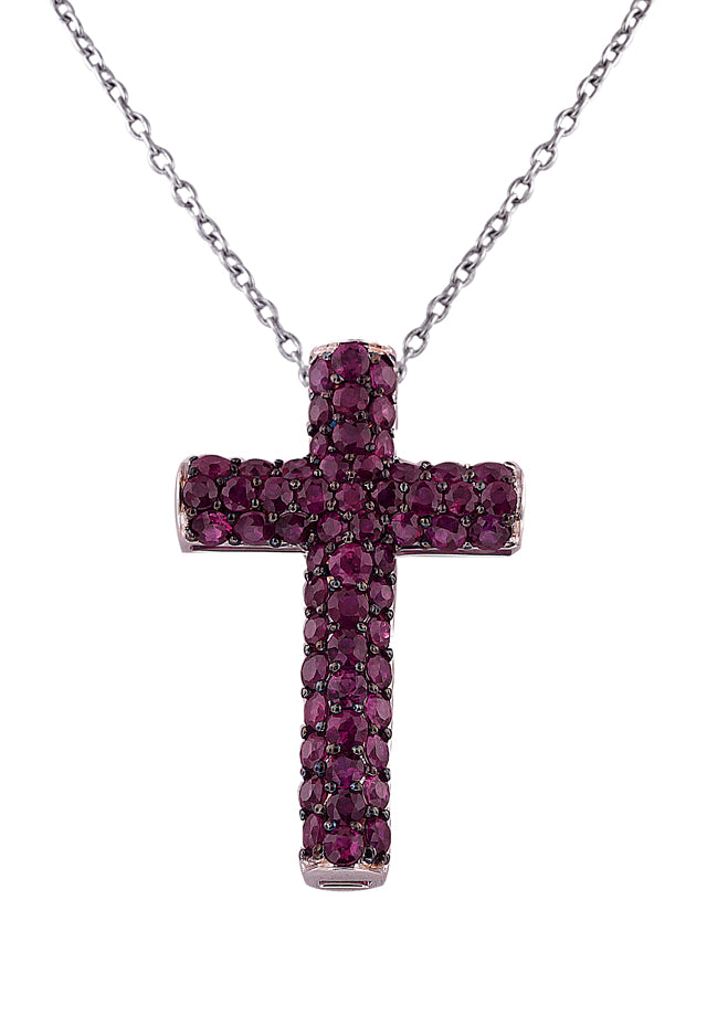 14K White Gold Ruby Cross Pendant, 1.73 TCW | effyjewelry.com