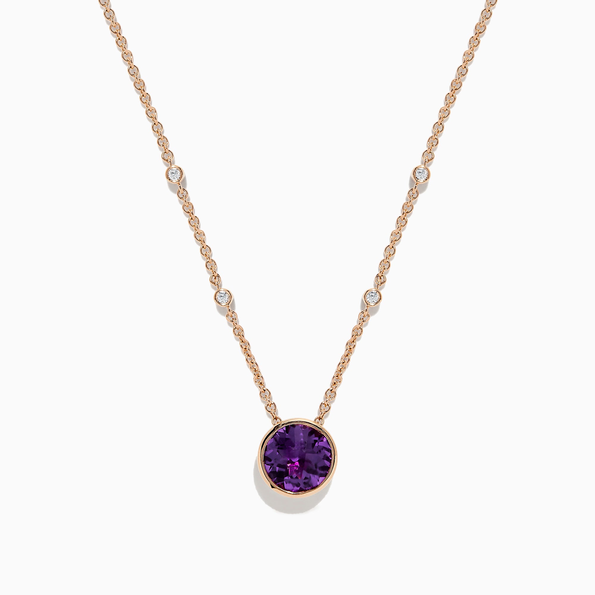 Effy 14K Rose Gold Purple Amethyst and Diamond Pendant, 2.40 TCW ...