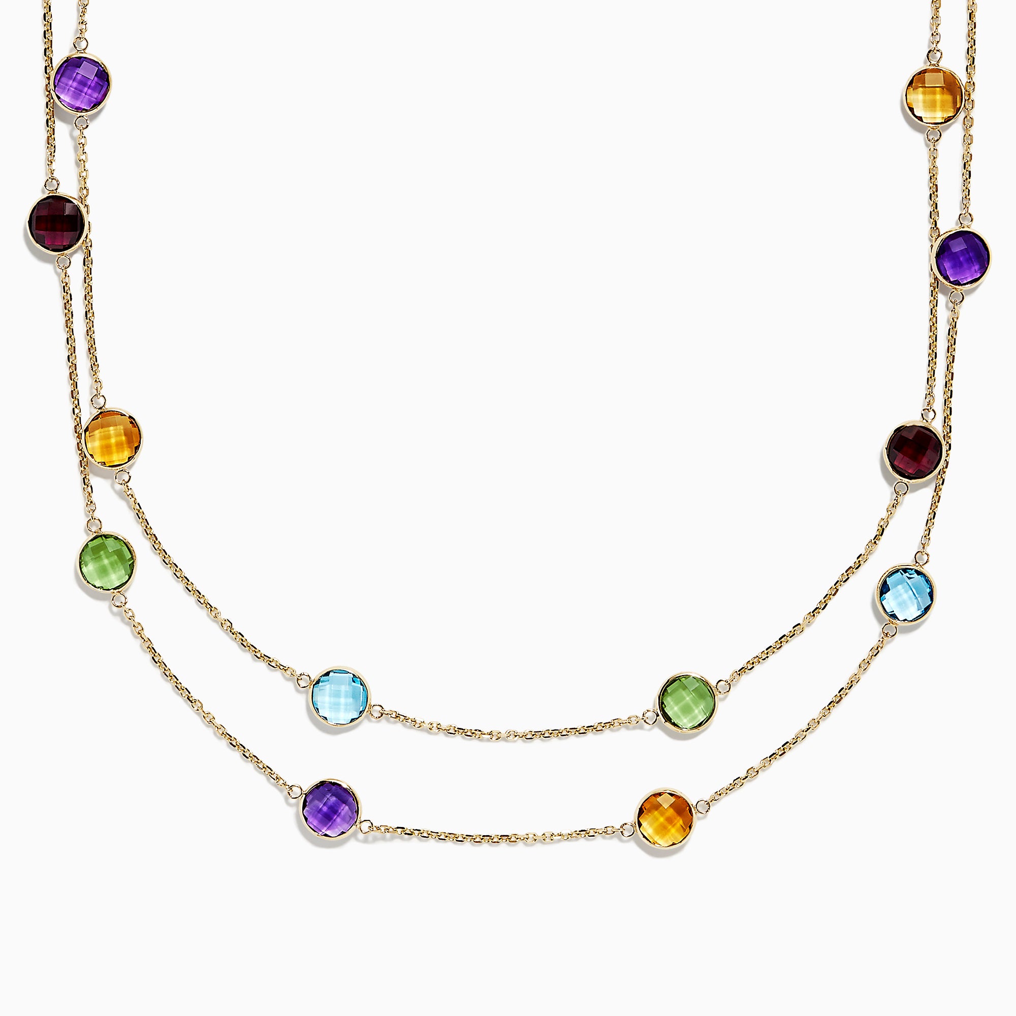 Effy Mosaic 14K Yellow Gold Multi Gemstone Station Necklace, 27.50 TCW ...