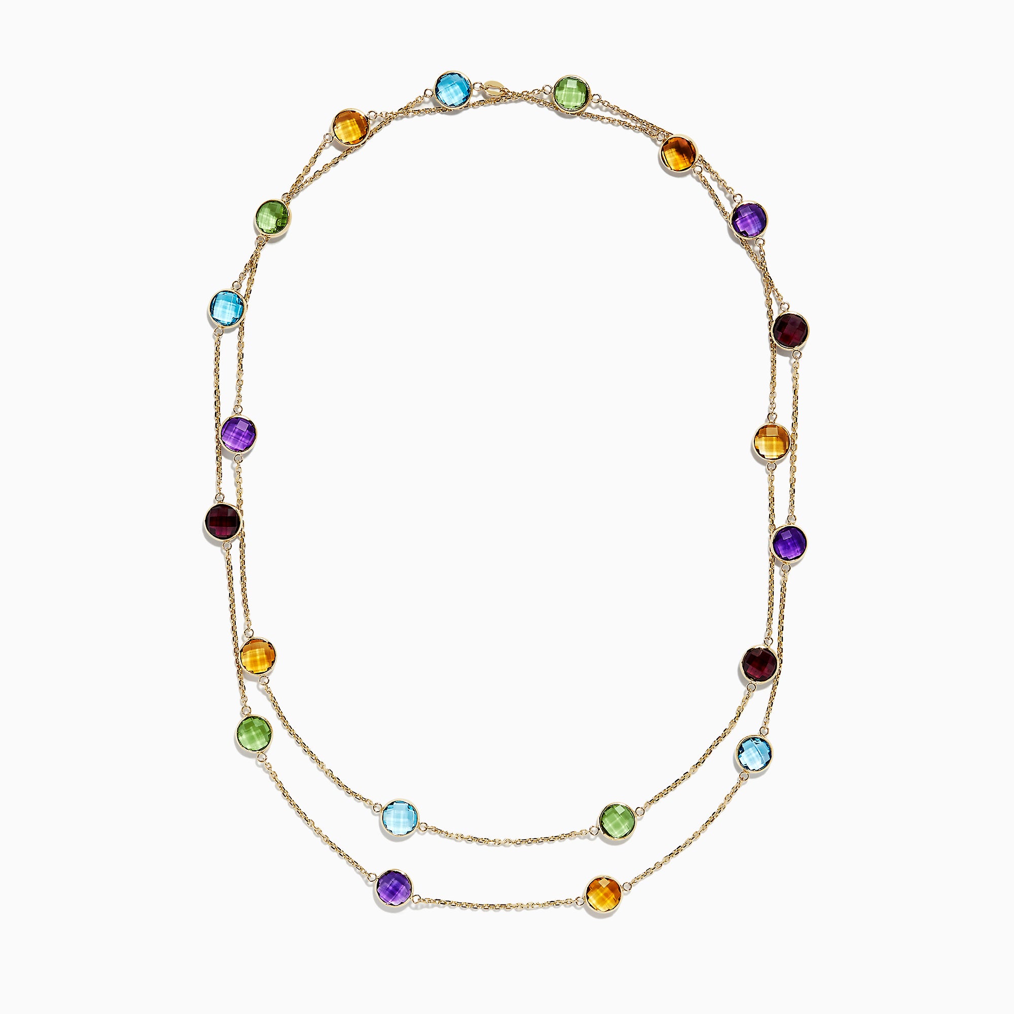 Effy Mosaic 14K Yellow Gold Multi Gemstone Station Necklace, 27.50 TCW ...