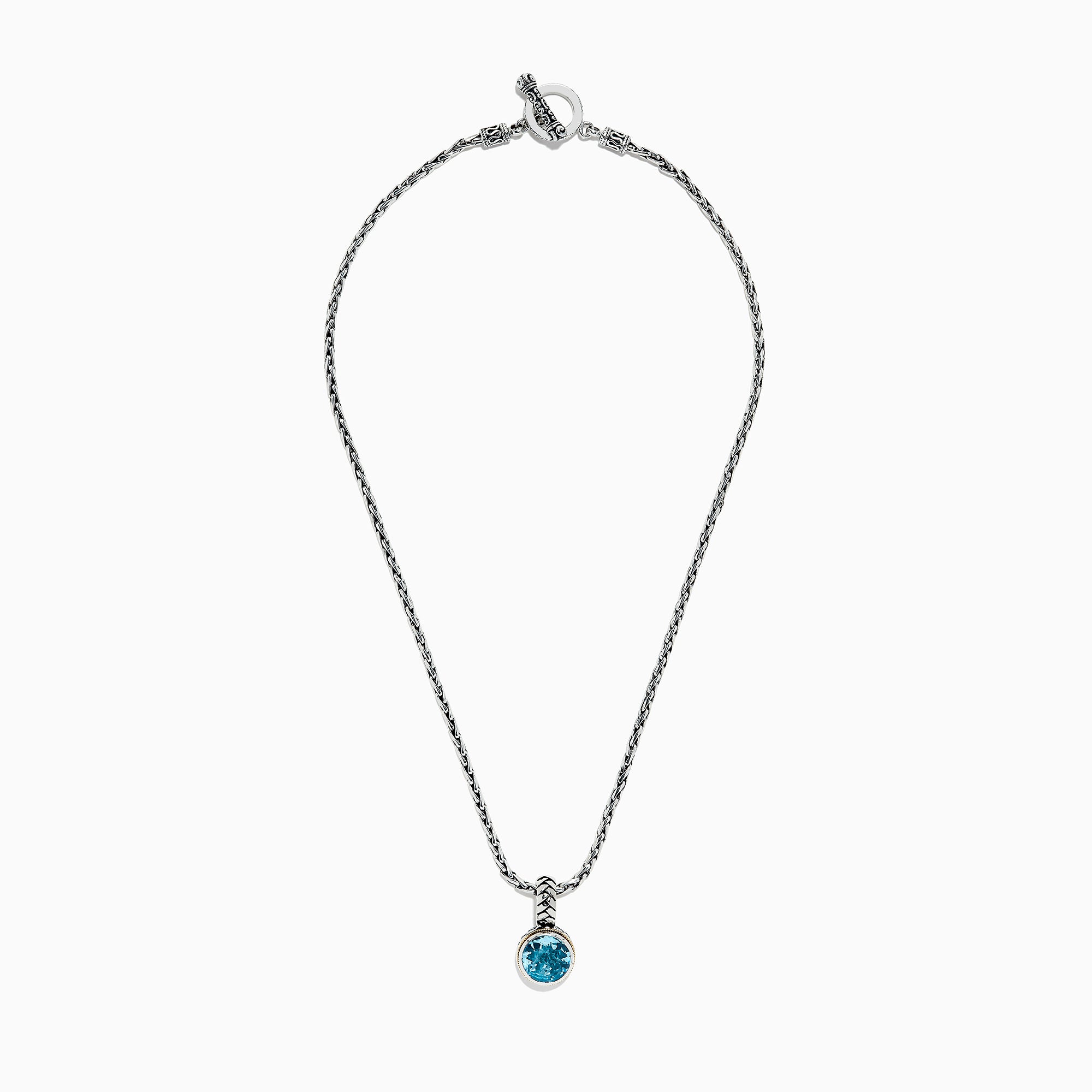 Effy 925 Sterling Silver & 18K Gold Accent Blue Topaz Pendant, 7.36 TC ...