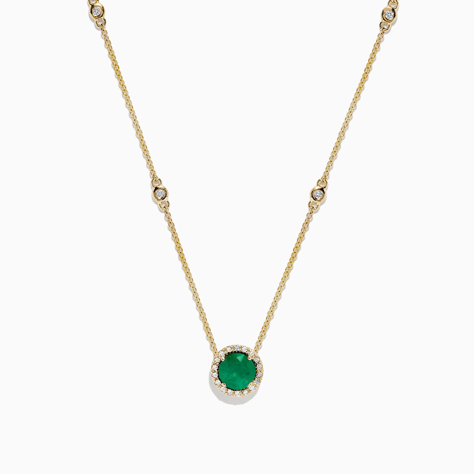 Effy Brasilica 14K Yellow Gold Emerald and Diamond Necklace, 0.92 TCW ...