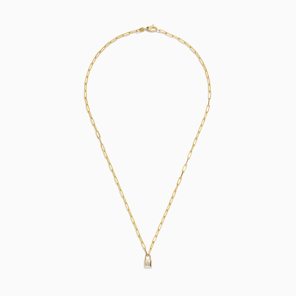 Effy Novelty 14K Yellow Gold Mini Locket Diamond Necklace | effyjewelry.com