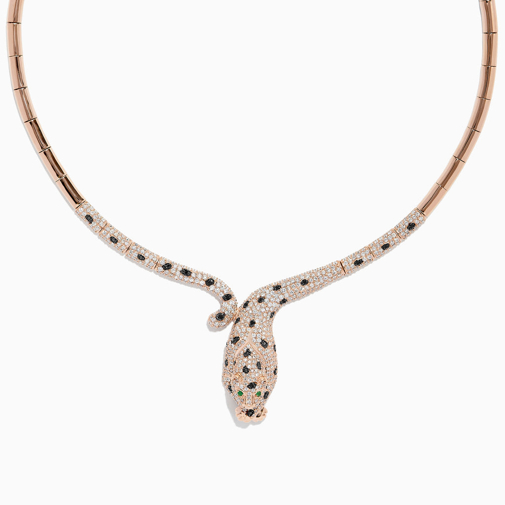 Effy Signature 14K Rose Gold Diamond and Emerald Panther Necklace,  |  