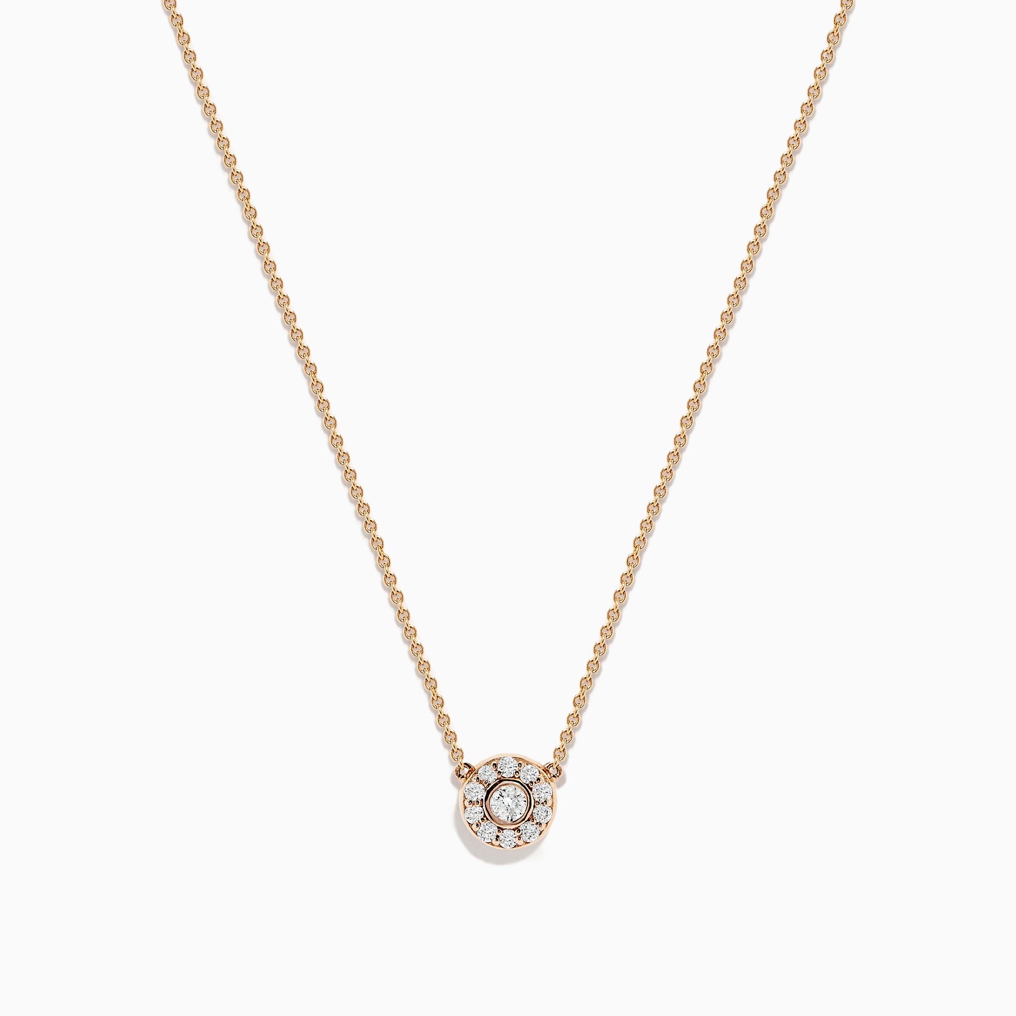 Effy 14K Rose Gold Diamond Cluster Necklace, 0.26 TCW | effyjewelry.com