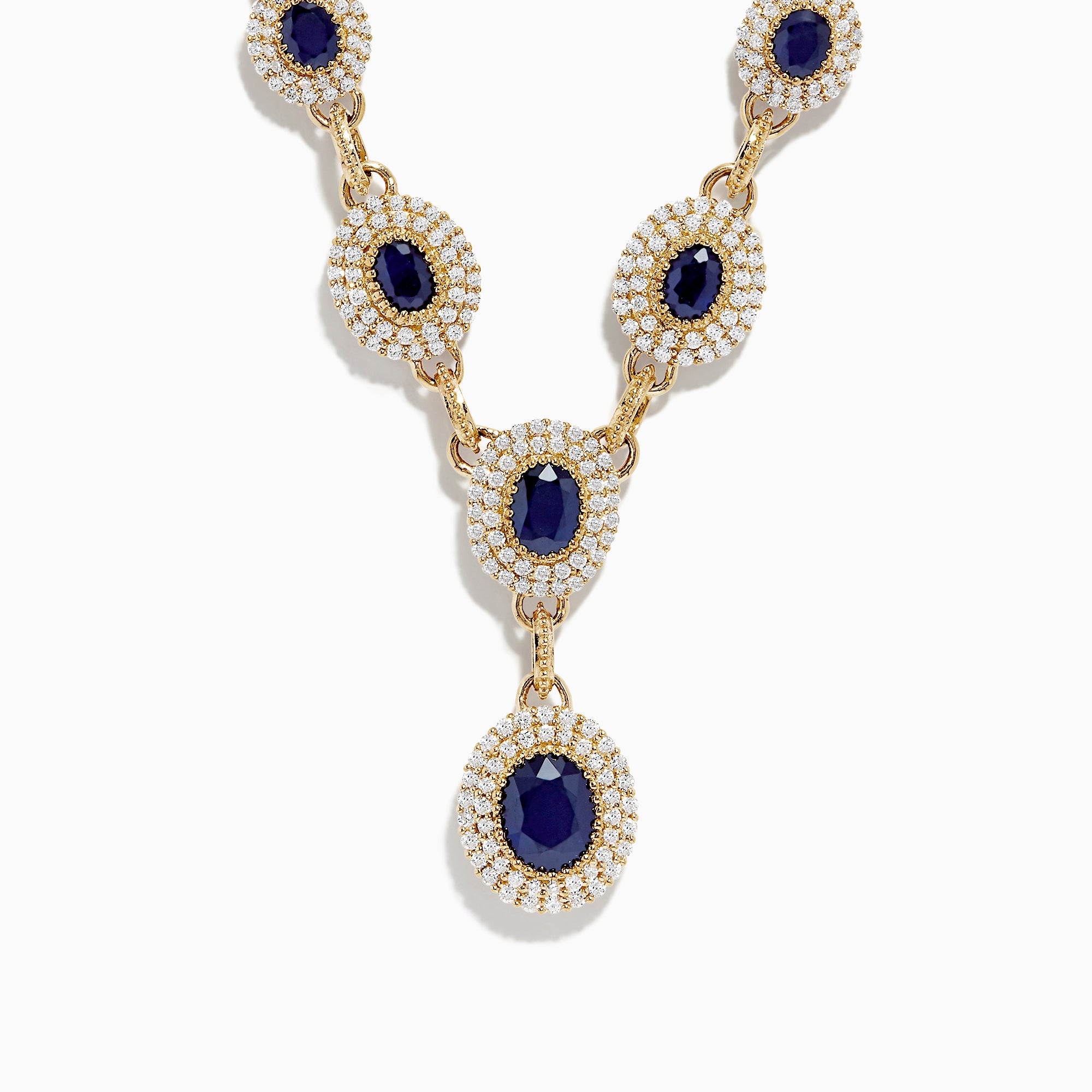 Effy 14k Yellow Gold Sapphire And Diamond Necklace 714 Tcw