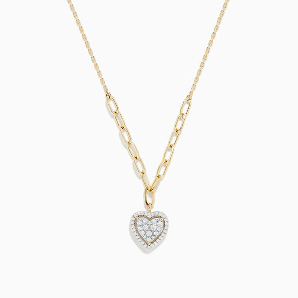 Effy D'oro 14K Yellow Gold Diamond Heart Necklace | effyjewelry.com