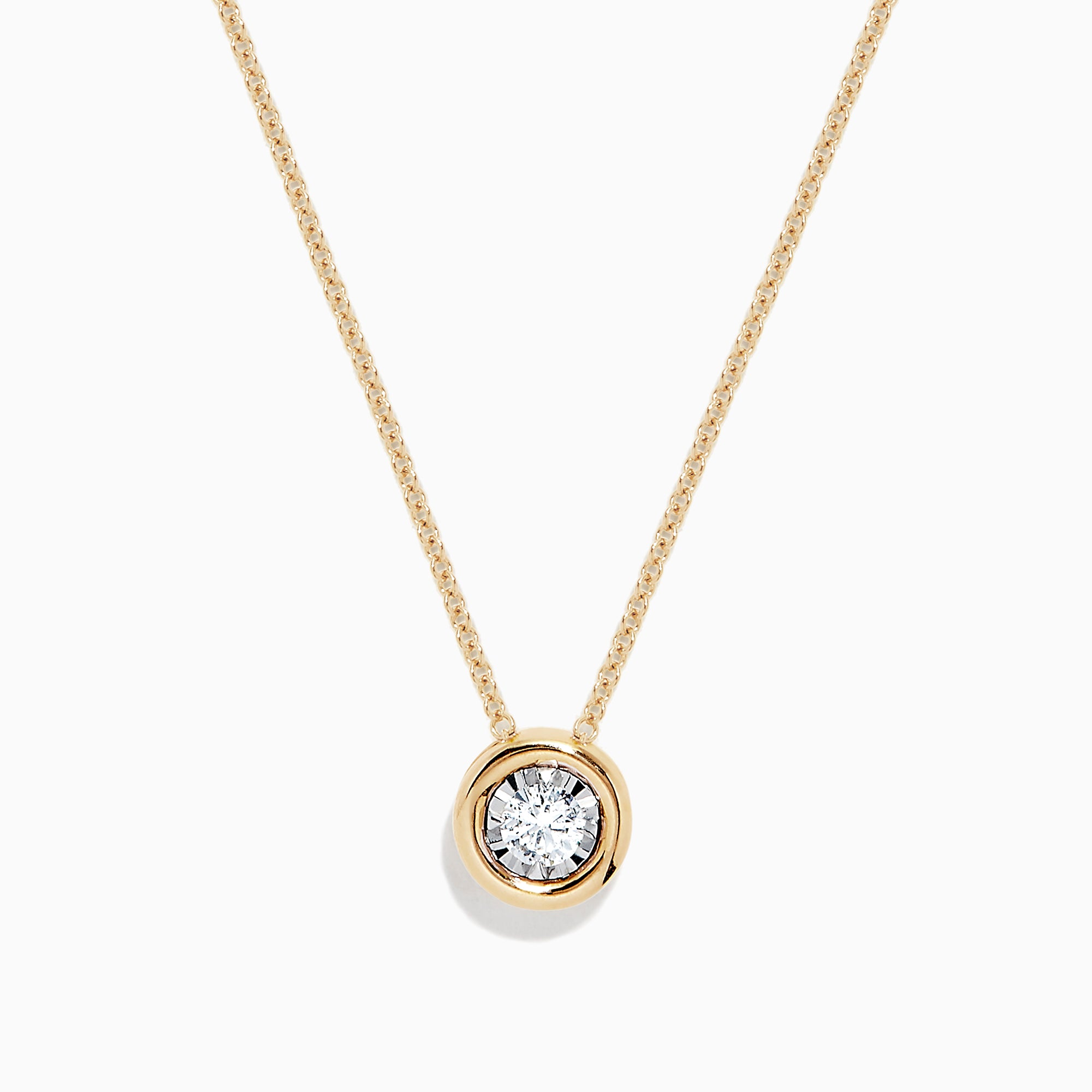 bezel set diamond pendant yellow gold