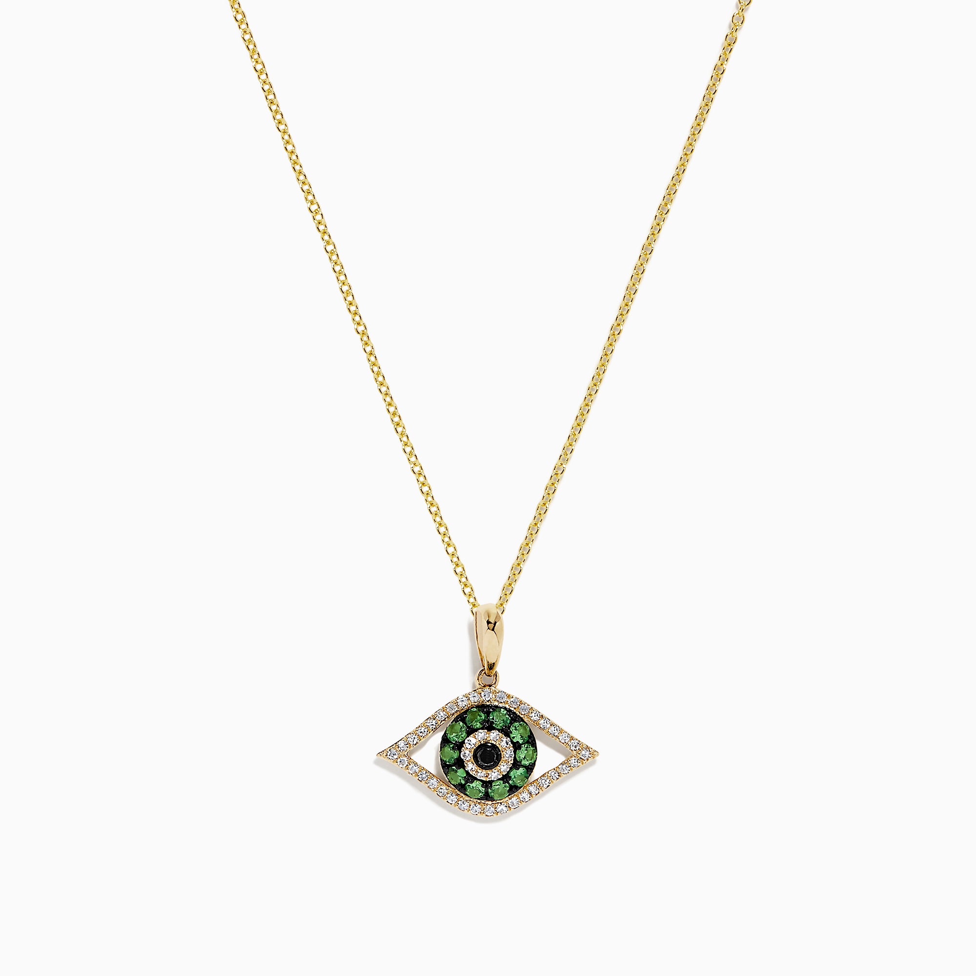 Effy Novelty 14K Gold Tsavorite and Diamond Evil Eye Pendant, 0.33 TCW