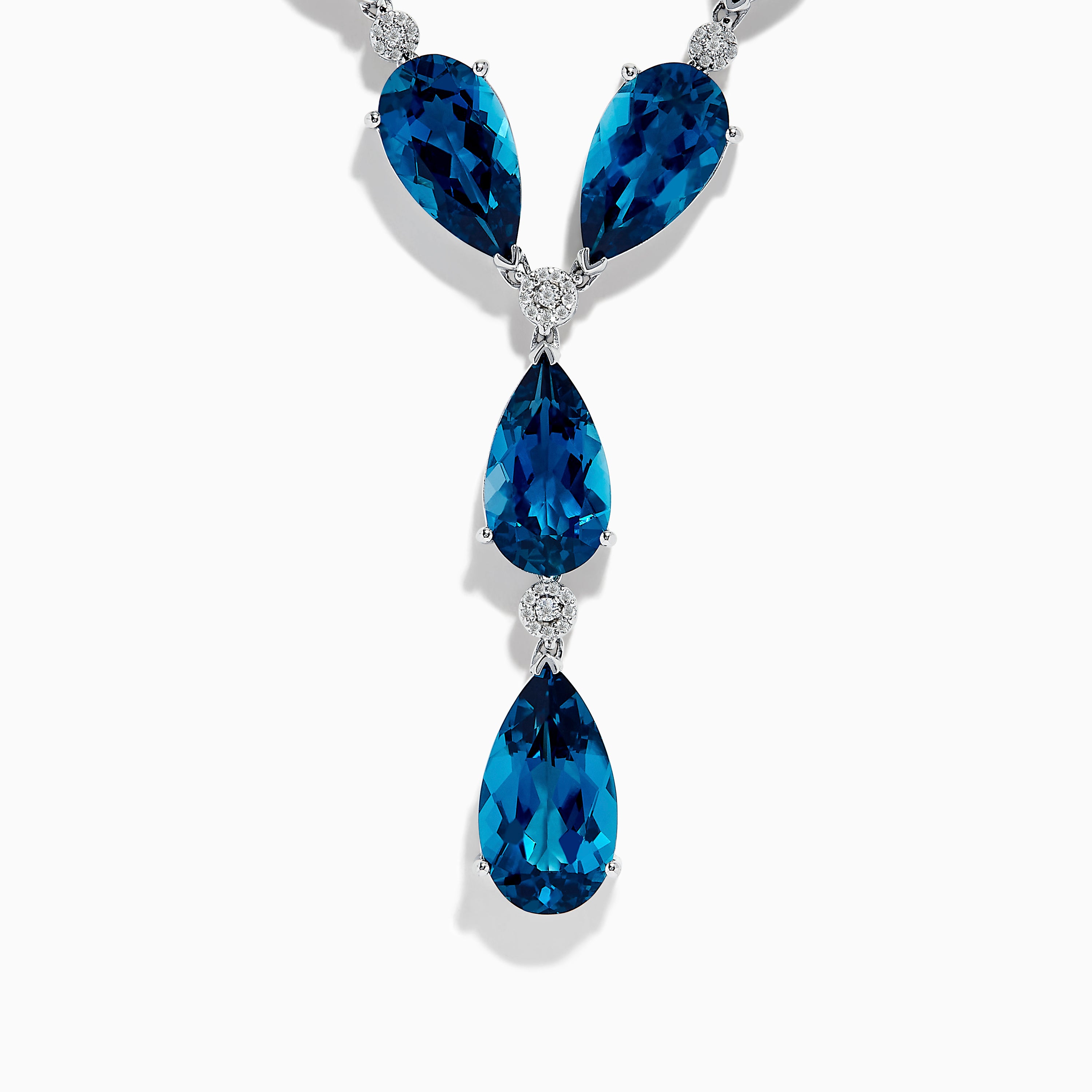 Effy Ocean Bleu 14K White Gold London Blue Topaz and Diamond Necklace ...