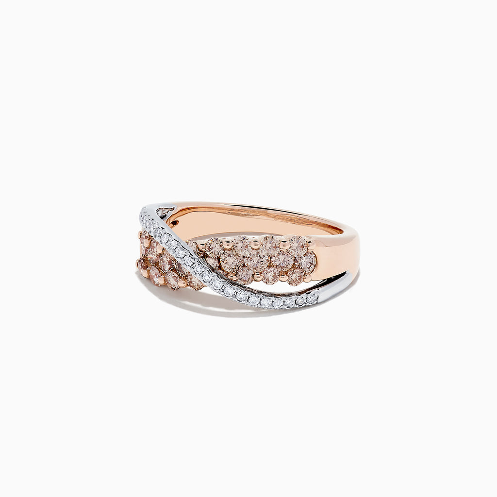 14K Two Tone Gold Espresso and White Diamond Crossover Ring, 1.00 TCW ...