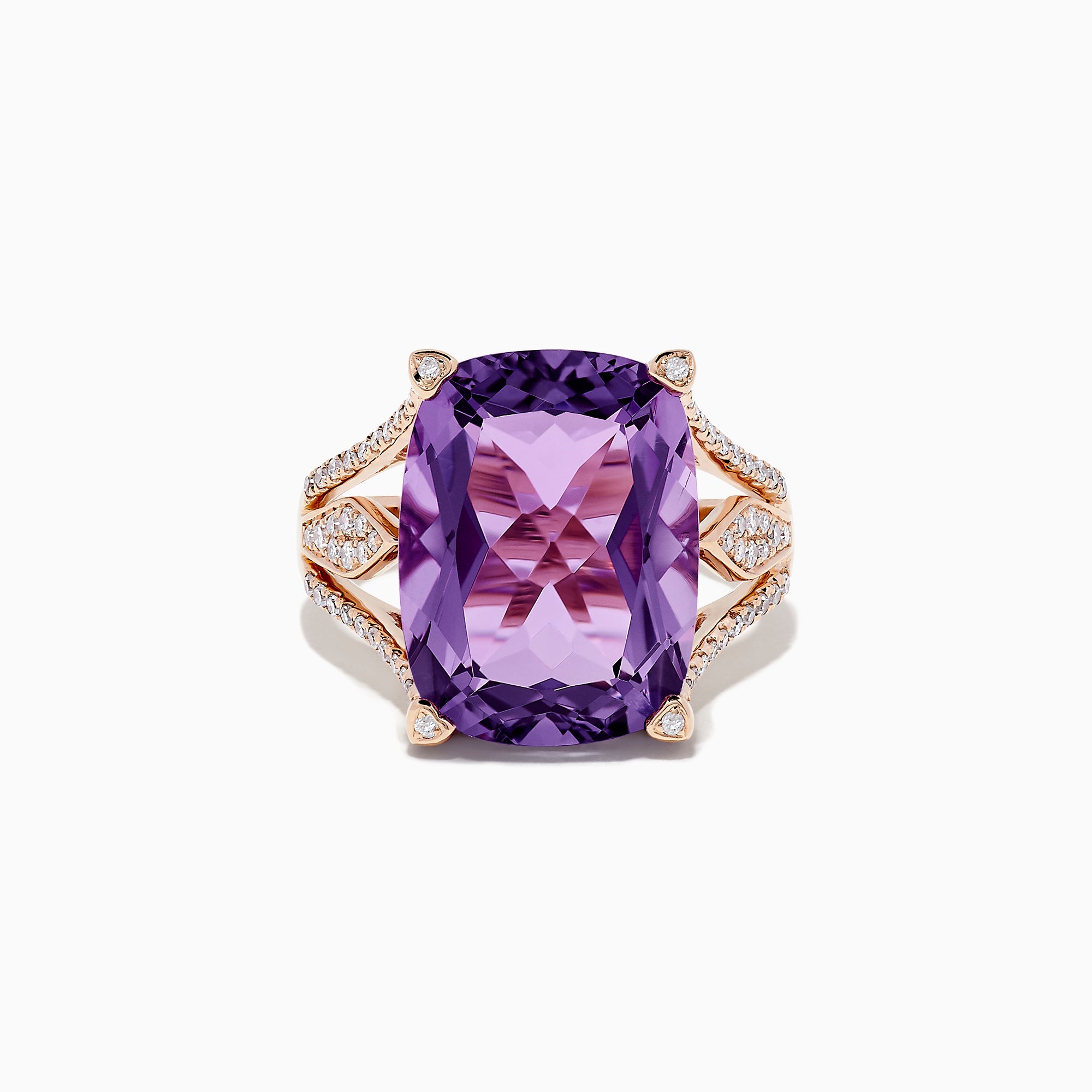 Effy 14K Rose Gold Amethyst and Diamond Cocktail Ring, 9.86 TCW ...