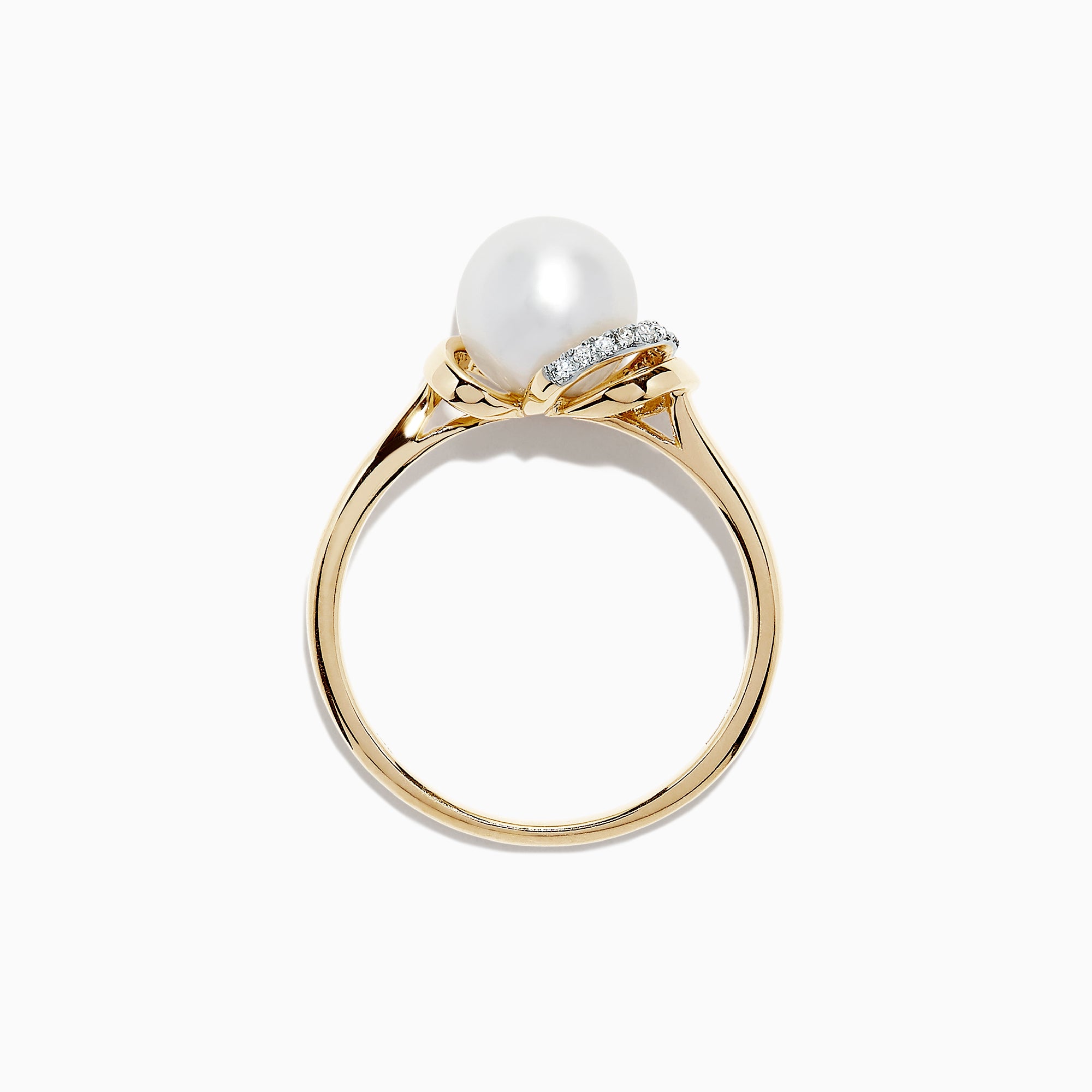 Effy 14k Yellow Gold Cultured Fresh Water Pearl And Diamond Ring 004