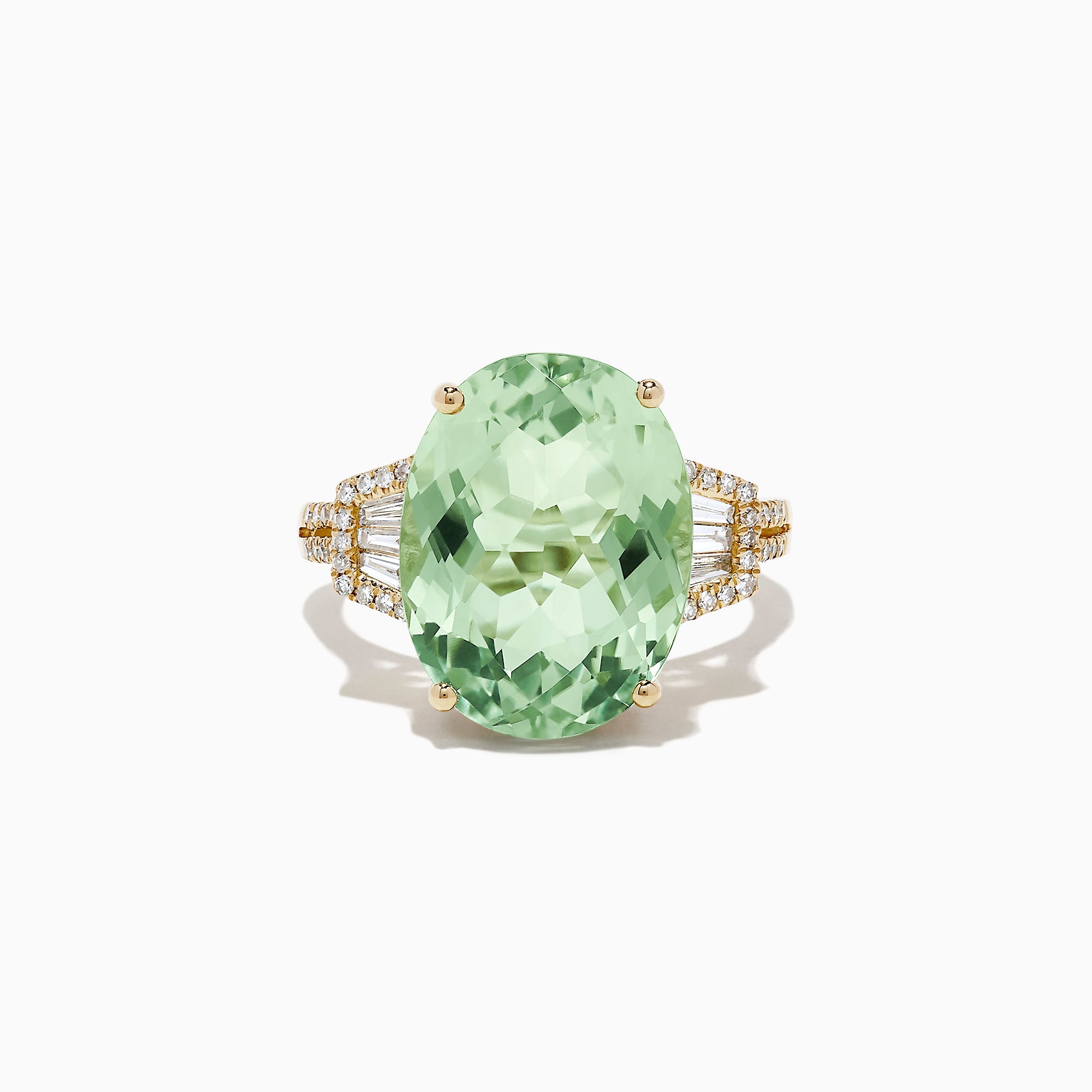 Effy 14K Yellow Gold Green Amethyst and Diamond Cocktail Ring, 9.06 TCW