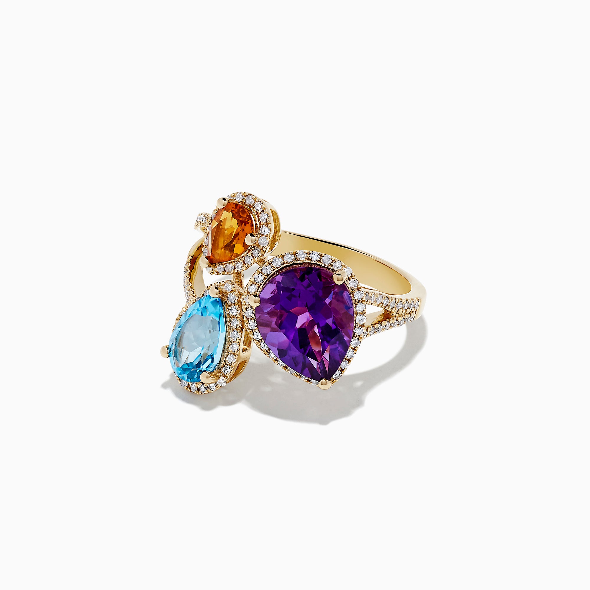 Effy Mosaic 14K Yellow Gold Multi Gemstone and Diamond Ring, 4.24 TCW ...