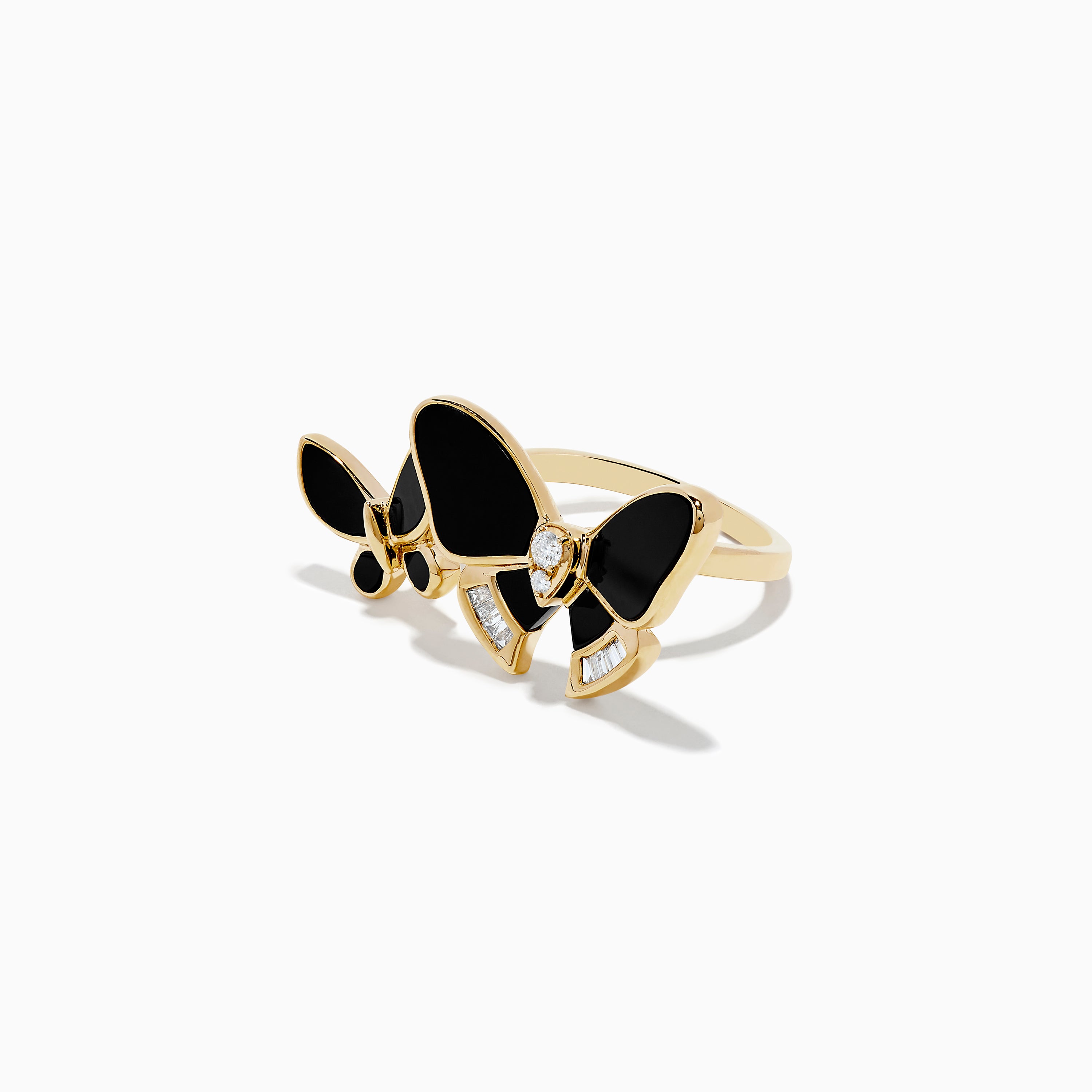 Effy Safari 14K Yellow Gold Diamond and Onyx Multi Butterfly Ring
