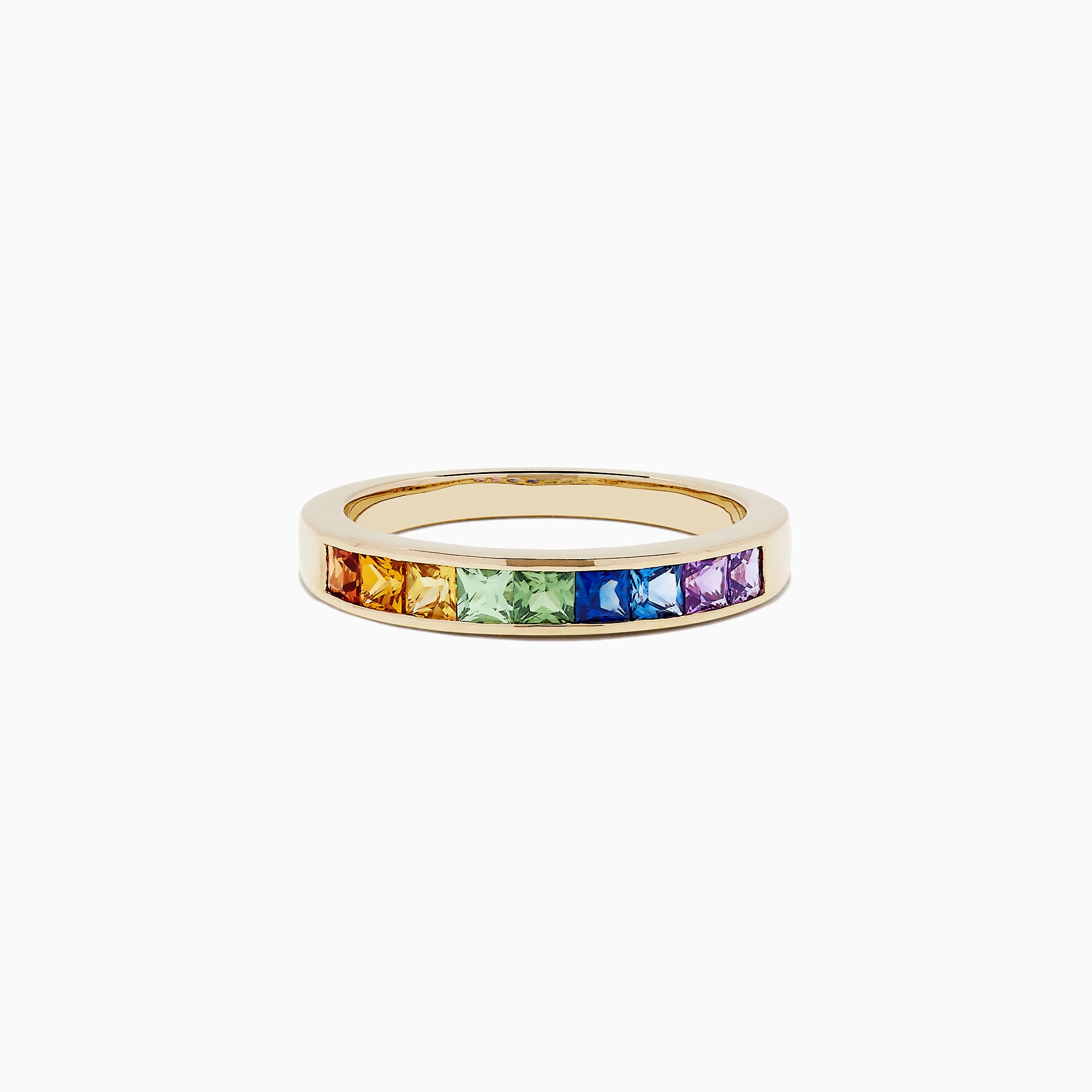 Effy Watercolors 14K Yellow Gold Channel Set Multi Sapphire Ring, 0.86 ...