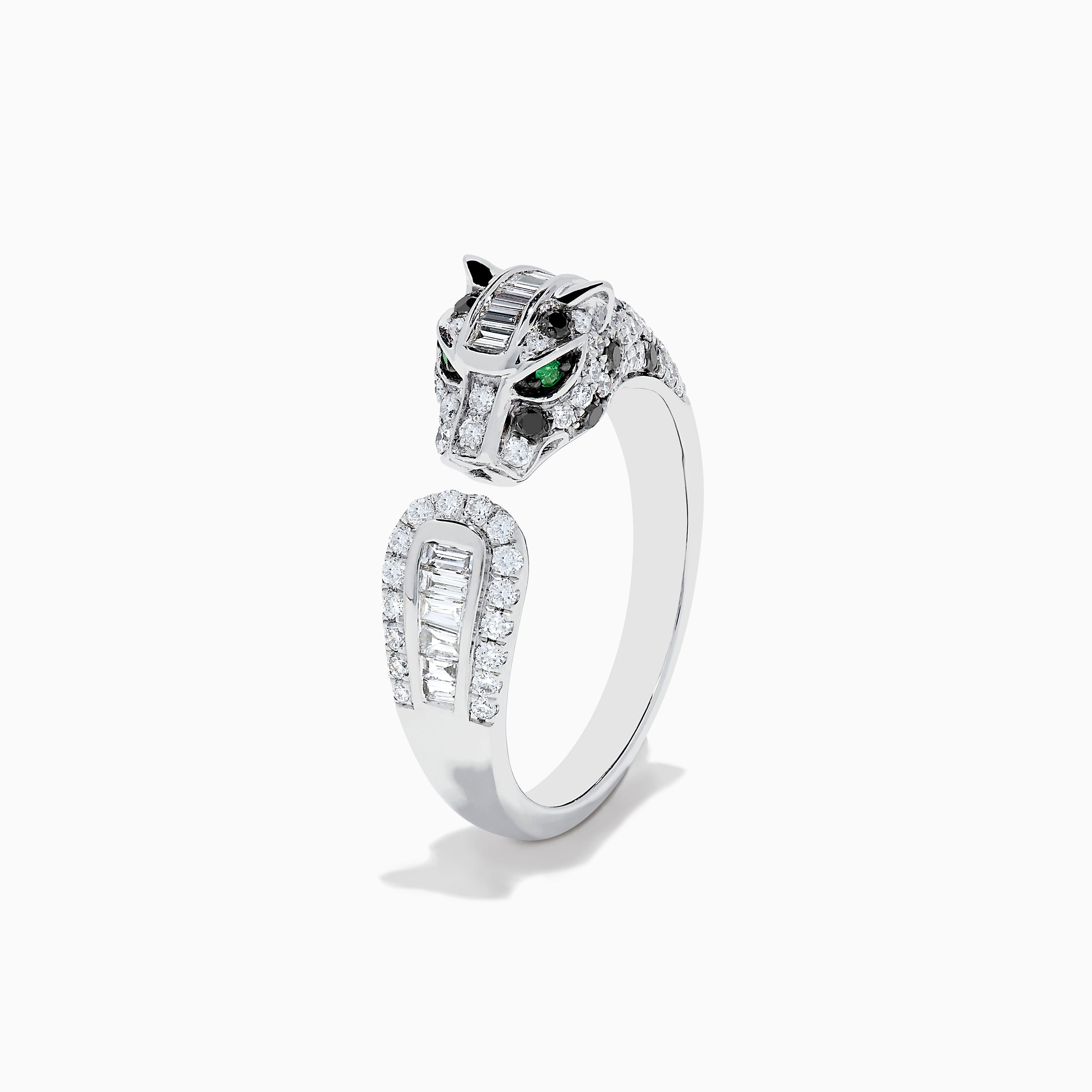 Effy Signature 14K White Gold and Emerald Panther Ring 