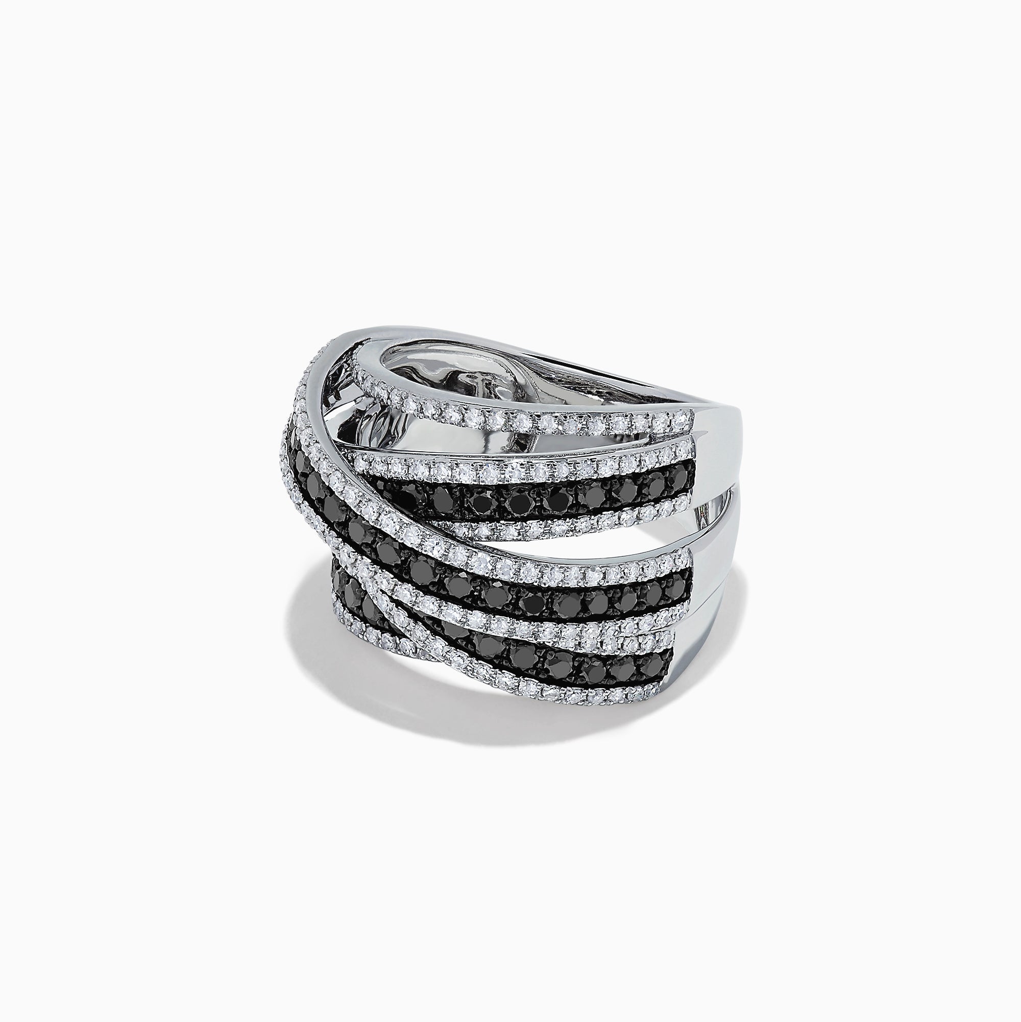 Effy 14K White Gold Black and White Diamond Crossover Ring, 1.80 TCW ...