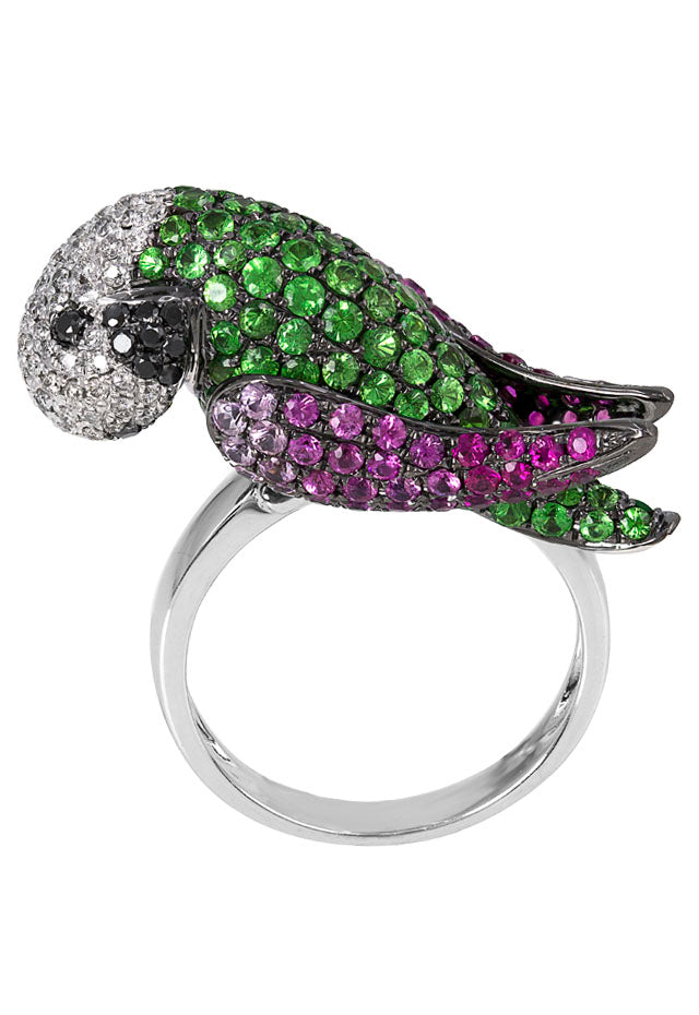 Jardin Multi Gemstone & Diamond Parrot Ring, 4.05 TCW | effyjewelry.com