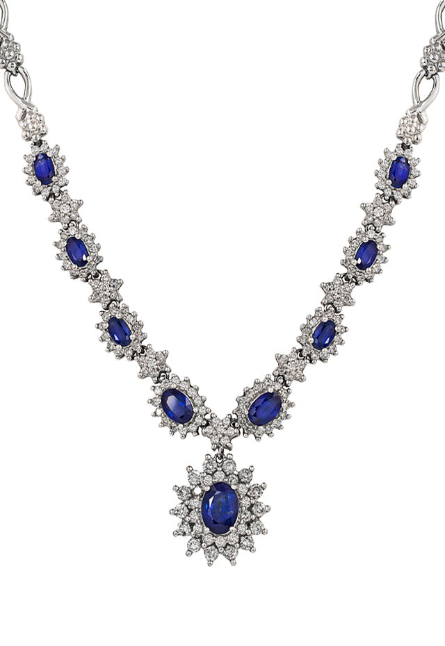 blue sapphire diamond necklace