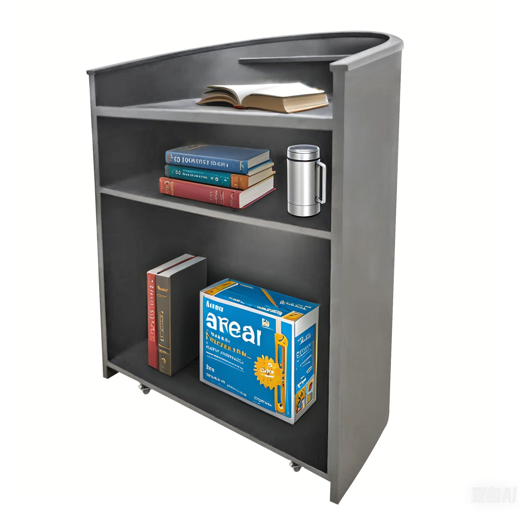 32.5 X 24.5 X 47.5" Large Podium Pulpit Black Mobile Lecterns with Shelving 119732