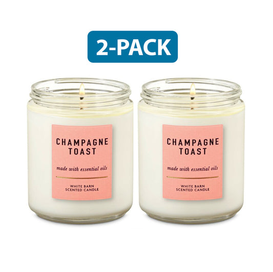 2 BATH & BODY WORKS WHITE BARN 3-WICK SCENTED CANDLE CHAMPAGNE TOAST 14.5  OZ NEW