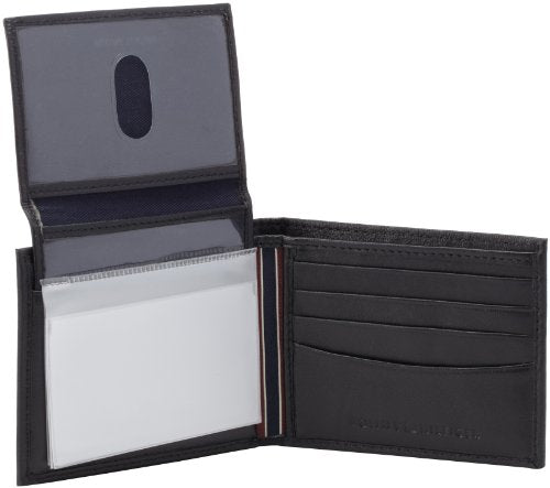Tommy Hilfiger Men&#39;s Leather Multi-Card Bifold Wallet Black (31TL22X06 – Rafaelos