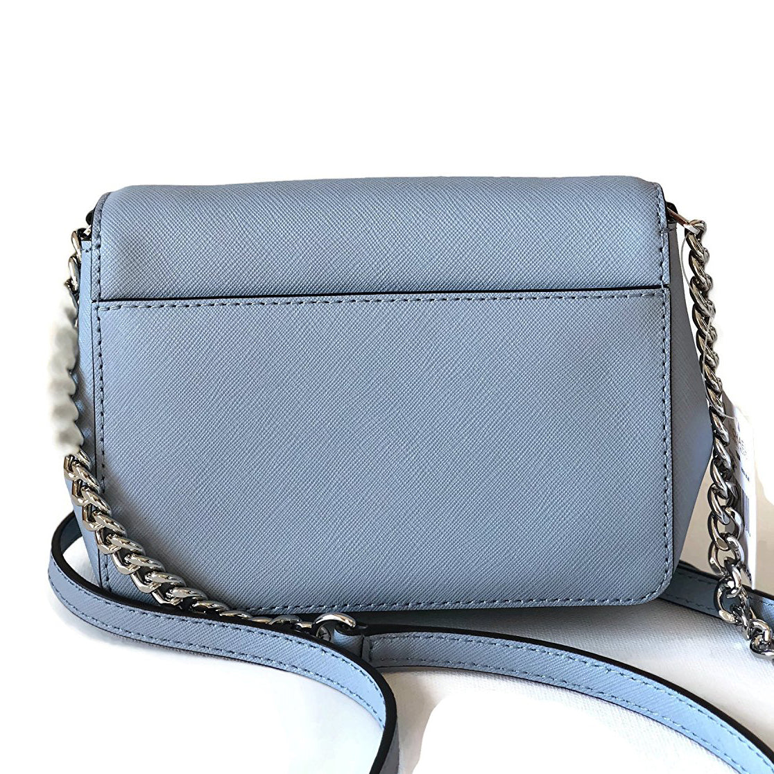 Michael Kors Tina Small Leather Clutch Crossbody Bag Pale Blue (35F7GT –  Rafaelos